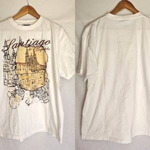 Safon 2013 Spain Graphic Tee Retro Santiago de Compostela Cotton‎ White XL